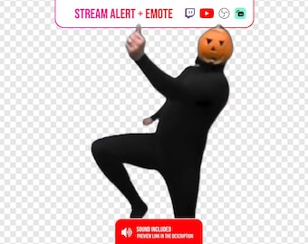 Dancing Pumpkin Head Stream Alert & Emote | Animated Halloween Twitch Alert for OBS Kick YouTube | Funny Jack-o-Lantern Streamer Pack