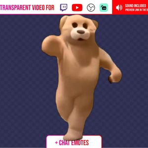 Transparent Stream Alert video Background Dancing bear meme Decoration for Channel Rewards, Content Creators using Youtube OBS Twitch