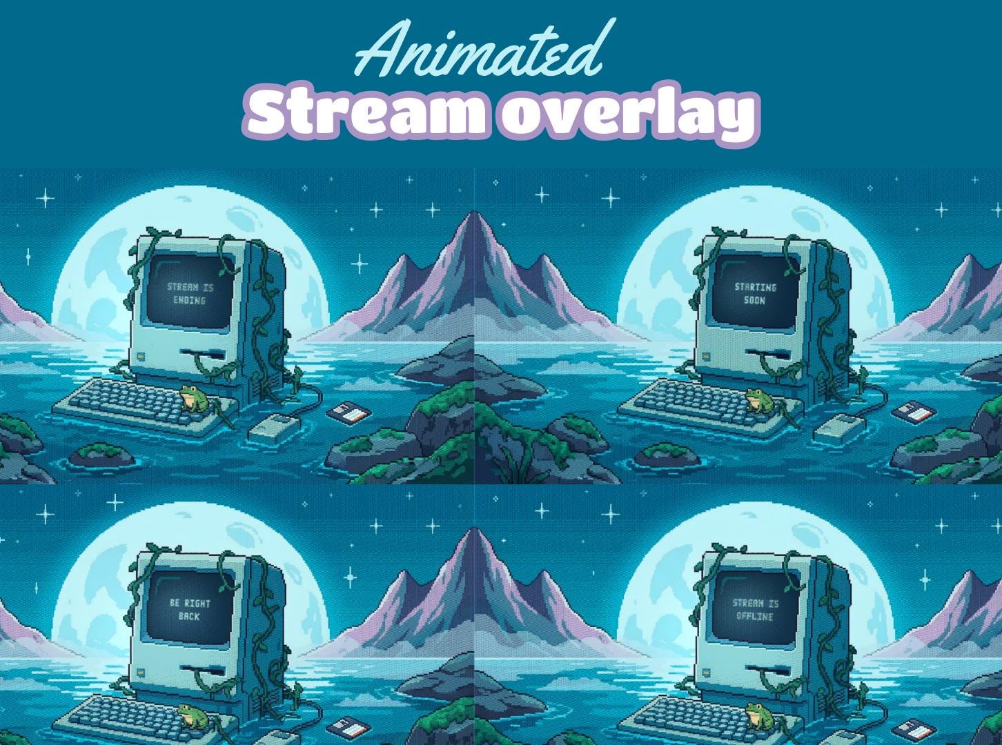 Animated Pixel Art Stream Overlay, Retro Dreamcore Computer Twitch ...