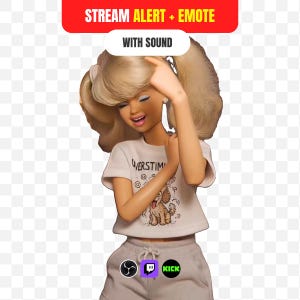 Alerta de transmissão da Barbie Dançarina + Emote | Alerta animado e engraçado de dança Flex com som para Twitch Kick OBS | Meme fofo de boneca com IA