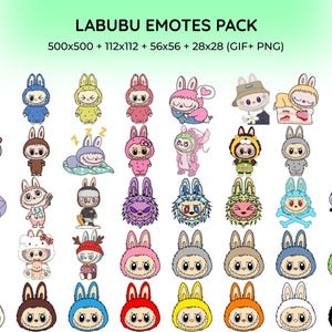 Labubu-Inspired Emotes for Twitch Discord Kick – Cute Creepy Bunny Emoji Pack – Weirdcore Pastel Reactions for Streamers