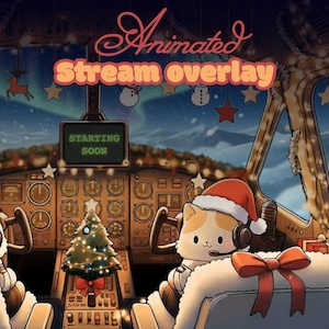 Superposición de transmisión navideña animada para Twitch OBS. Empezando pronto. Vuelvo enseguida. Desconectado. Acogedoras escenas navideñas de invierno con aviones. Paquete para streamers expulsados de Discord.
