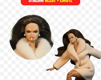 Mob Wife Doll Stream Alert + Emote Pack | Funny Meme Doll Twitch Kick OBS | Animated Fur Coat Baddie Dance Alert | Villain Era Streamer