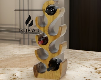 Estante para vinos / Portabotellas de madera de acacia / Gabinete de estante de pie para almacenamiento de cocina / Regalo para amantes del vino / Accesorios de cocina / Soporte para vid