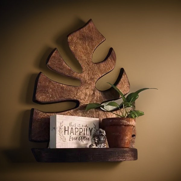 Leaf Shaped Wall Shelve | Wooden Bathroom | Shelves For Wall | Living Room Plants Holder | Eco-Friendly