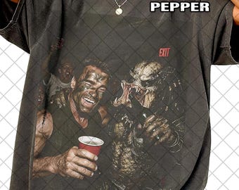 T-shirt Arnold Schwarzenegger & The Predator Comfort Colors, T-shirt vintage style photo classique, T-shirt unisexe pour femme et homme