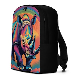 Minimalistischer RucksackVibrant Rhino Backpack - Buntes Afrikanisch Inspiriertes Design
