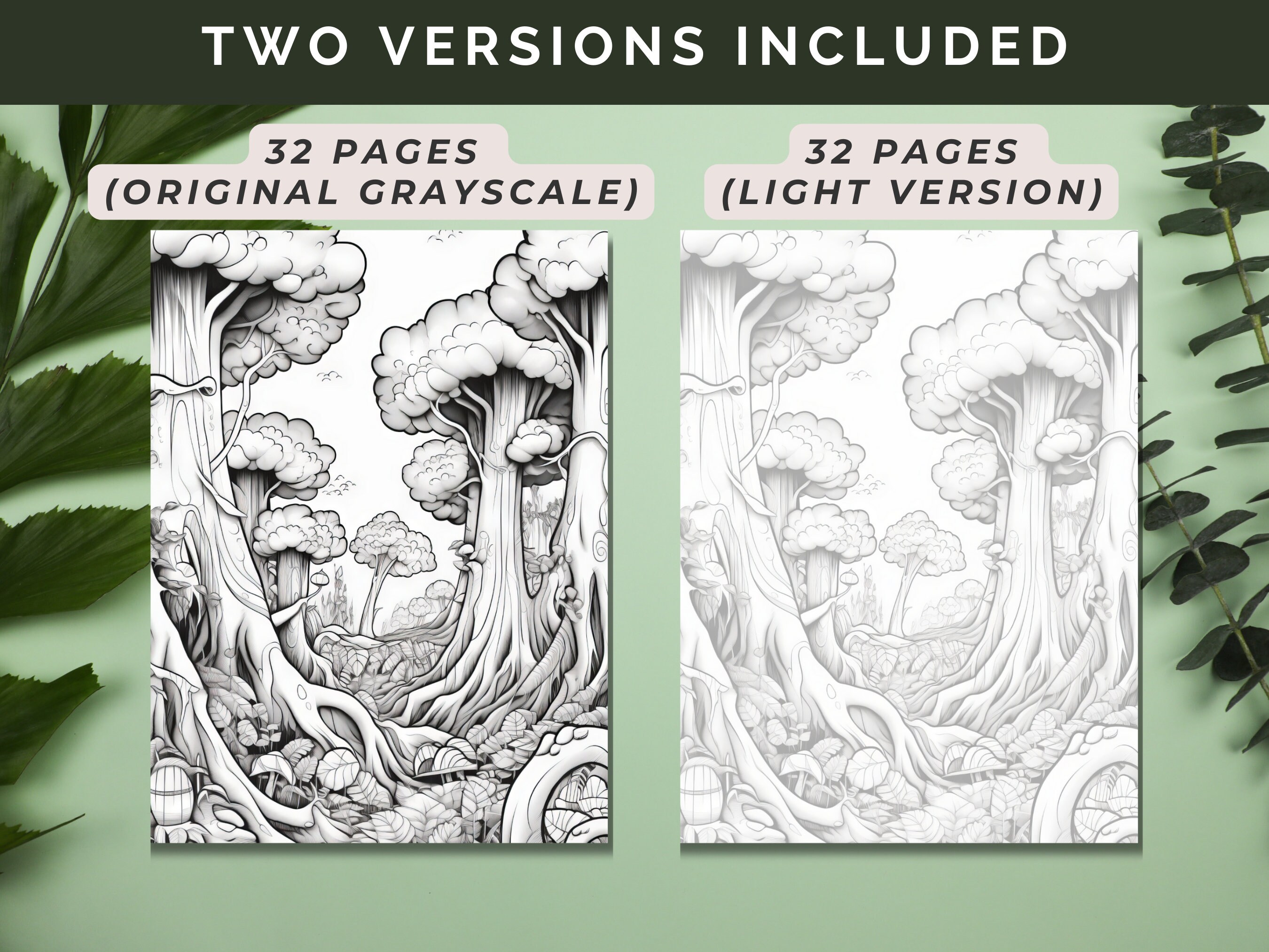 32 Magic Forest Coloring Book Printable Magical Forest Coloring Pages Grayscale Coloring Book ...