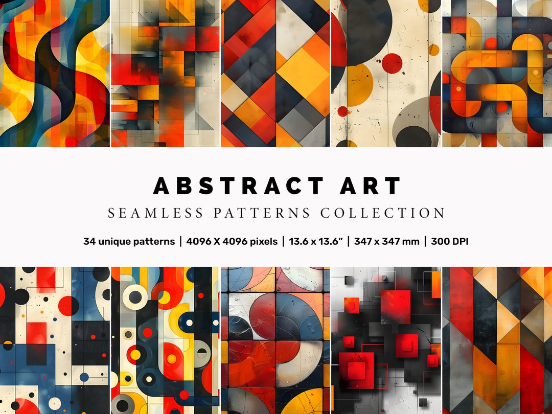 Abstract Order Abstract Geometric Art. Seamless Patterns Collection - Etsy
