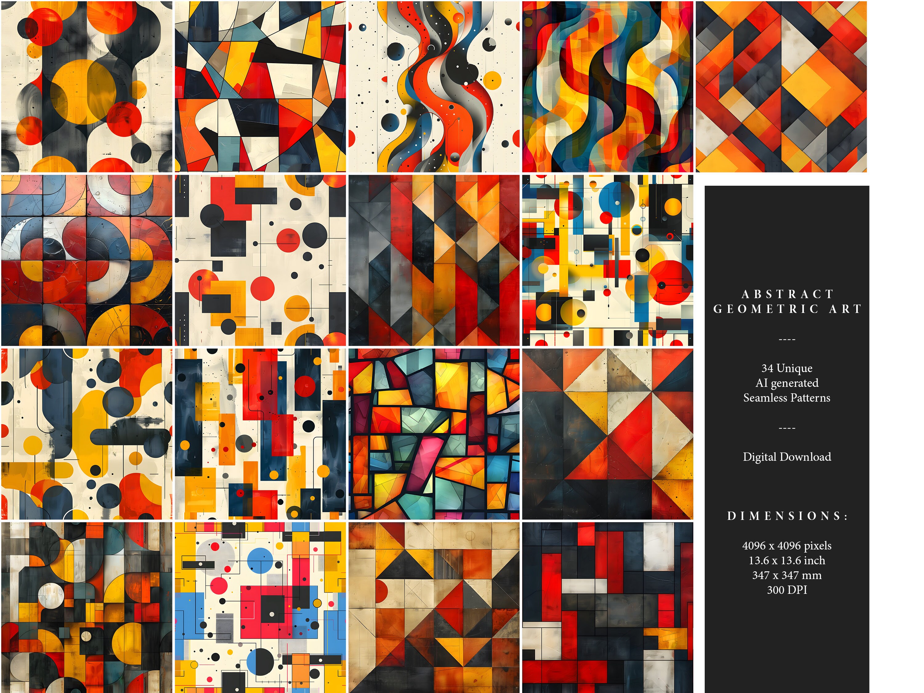 Abstract Geometric Art. Seamless Patterns Collection - Etsy