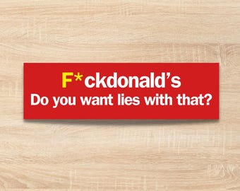 Pegatina antibélica para parachoques / Pegatina FDT de F*ckdonald / Pegatinas divertidas para parachoques / Calcomanía para coche / Pegatinas políticas / Sátira / ¡Alto a las guerras!