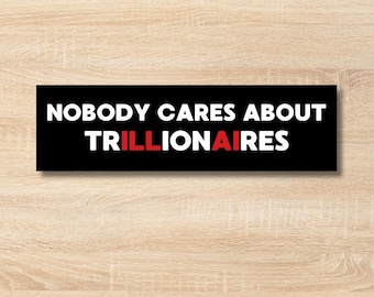 Anti-AI bumpersticker | Niemand geeft om biljoenairs | Elon Musk-humorsticker | Autosticker Tech Satire