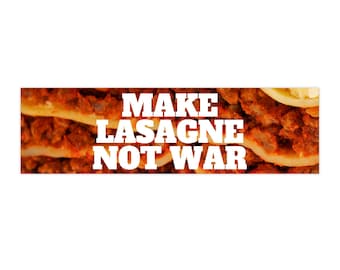 Pegatina antibélica / Pegatina "Haz lasaña, no la guerra" / Vinilo adhesivo / Pegatinas políticas para coches / Guerra de Irán / Alto a las guerras