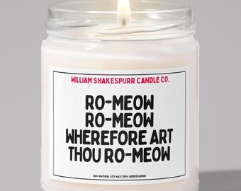 Funny Cat Candle: "Ro-Meow" Scented Soy Wax Candle