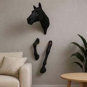 3D Printed Horse Wall Art Sculpture - Modern Home Decor, Black or White, Large & XL Statement Piece - Unique Gift for Horse Lovers