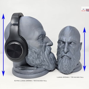 Kratos god of war headphone stand - the ultimate geek gift for gamerooms and offices - 3d printed - multiple sizes