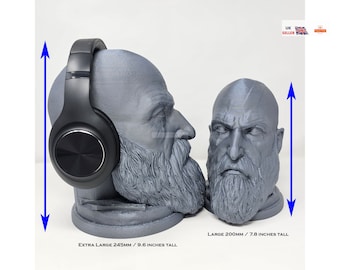 Kratos God of War Kopfhörerständer - das ultimative Geek Geschenk für Spielräume und Büros - 3D gedruckt - verschiedene Größen