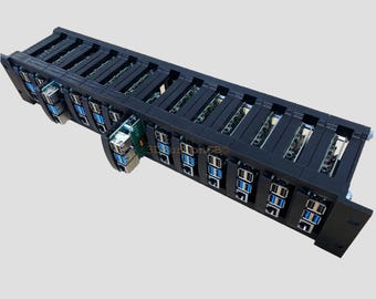 1U & 2U Raspberry Pi Rack Mount for Pi 4/5 – PoE Hat Powered | 6 or 12 Bay 3D Printed PETG | Professional Cluster Solution