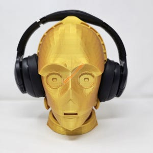 Support pour casque audio C3PO | Support pour casque Star Wars l R2D2 Décoration de salle de jeu Ally | Support pour casque de science-fiction l Buste à peindre
