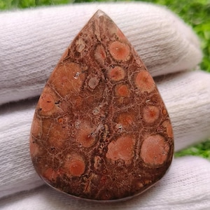 Cabochão de jaspe papoula de alta qualidade, pedra preciosa solta de jaspe papoula feita à mão, cabochão de jaspe papoula semiprecioso para joias [55 ct 43 x 23 mm]