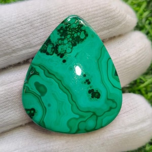 Natural Malachite Pear Cabochon, Loose Natural Gemstone, Natural Malachite For Jewelry Making , Weight -68 CT , Size - 41x35x5 , Code - 593