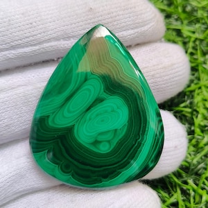Natural Malachite Pear Cabochon, Loose Natural Gemstone, Natural Malachite For Jewelry Making , Weight -167 CT , Size - 46x42 , Code - 299