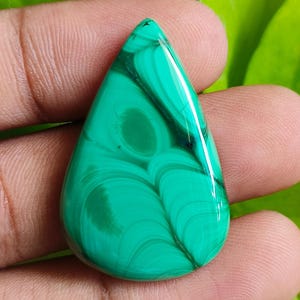Natural Malachite Pear Cabochon, Loose Natural Gemstone, Natural Malachite For Jewelry Making , Weight -47 CT , Size - 34x22 MM