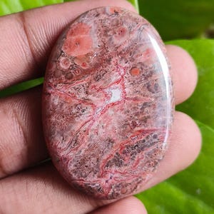 Hochwertiger Mohn Jaspis Cabochon Handgemachter Mohn Jaspis Schmuckstein [60 ct 44 x 30 mm]