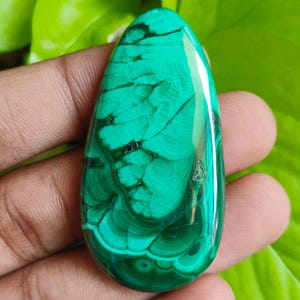 Natural Malachite Pear Cabochon, Loose Natural Gemstone, Natural Malachite For Jewelry Making , Weight 105 CT , Size - 52x27 MM