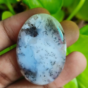 Molto raro // Opale Dendrite naturale al 100% di alta qualità, di forma ovale, cabochon, pietra preziosa sciolta per la creazione di gioielli [51 CT 40x27x5]