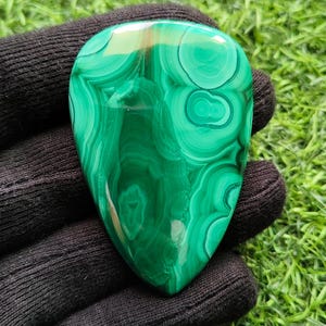 Natural Malachite Pear Cabochon, Loose Natural Gemstone, Natural Malachite For Jewelry Making , Weight -174CT , Size - 59x39x7 , Code - 1194