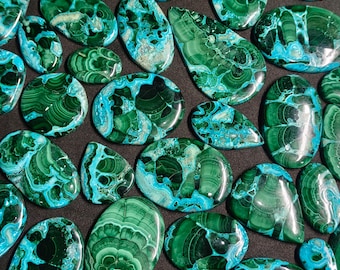 Chrysocolla Malachite Cabochon Lot: Mixed Shape Gemstones