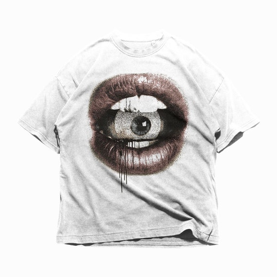 Big Lips Y2k Mouth T Shirt - Grillz White T Shirt - Unisex Y2k