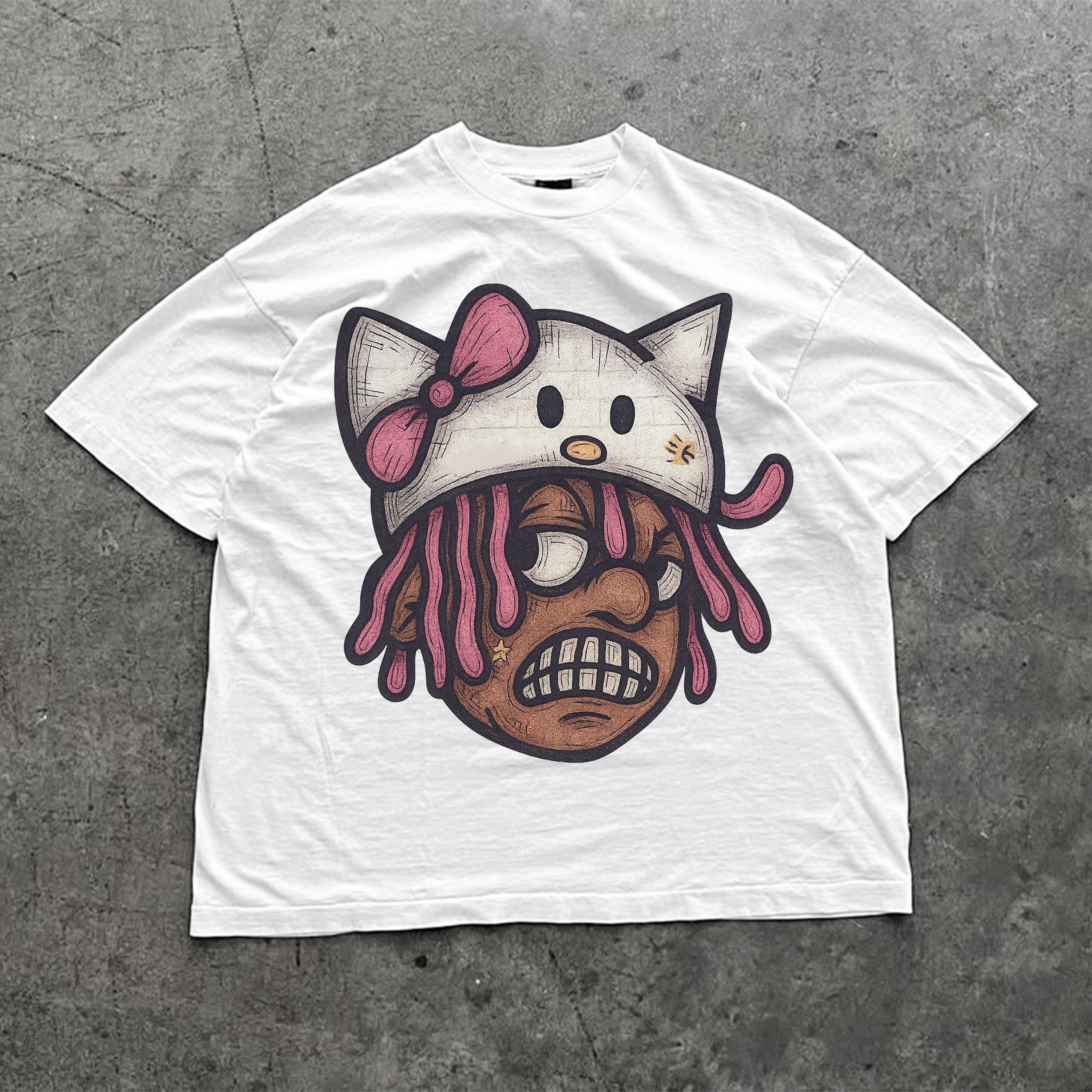 Edgy Hello Kitty Streetwear Shirt | Cartoon Trap Rap Tee | Grunge