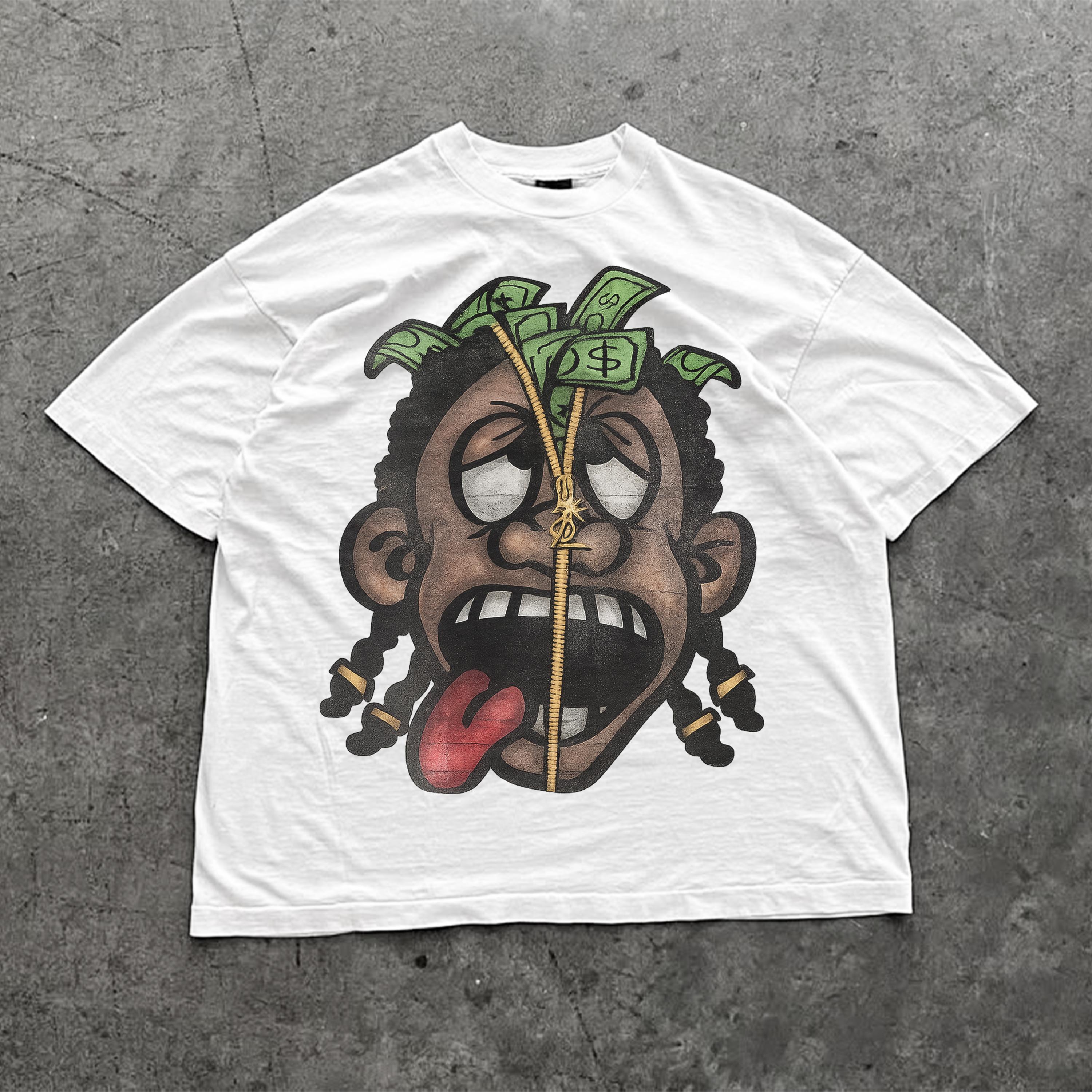 Zipper Head Money Cartoon T-shirt | Oversized Trap Streetwear Tee