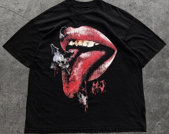Big Lips Y2k Mouth T Shirt - Grillz White T Shirt - Unisex Y2k Shirt- Streetwear T Shirt