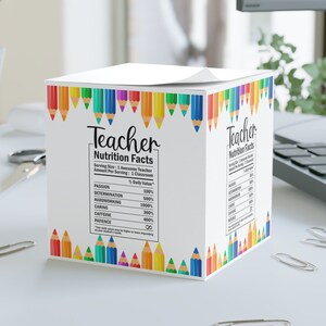 Voedingsfeiten voor de leraar Leuke notitiekubus Lerarenbenodigdheden Cadeau Terug naar school Cadeau voor mannelijke leraar Waardering dag Cadeaus Leraar bureau cadeau