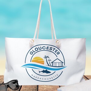 Gloucester Massachusetts Weekender Einkaufstasche Wiederverwendbare Thunfisch Fischerboot Reise Einkaufstasche Geschenk für Boater oder Strandliebhaber