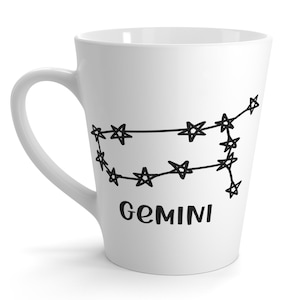 Gemini Star Constellation Latte Mug - Zodiac Coffee Cup, Astrology Gift, Horoscope Drinkware, Birthday Present, Celestial Home Decor