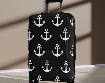 Nautical Anchor Pattern Suitcase | Anchor Print Luggage