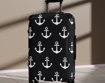 Nautical Anchor Pattern Suitcase | Anchor Print Luggage