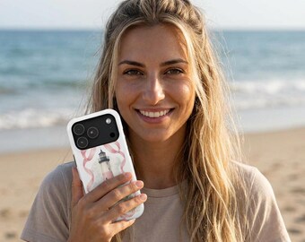 Vintage Lighthouse with Pink Ribbon Phone Case | Magnetic Impact-Resistant Case