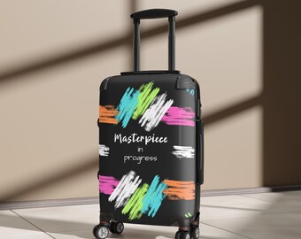 Masterpiece in Progress suitcase | colorful paint brushstroke luggage