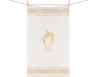Seashell Tea Towel, Coastal Kitchen Decor, Nautical Home Gift, Beach House Towel, Ocean-Themed Dishcloths