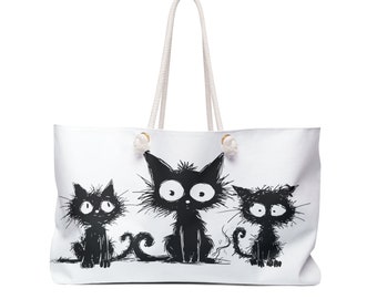 Cat print Weekender Bag, Gifts for Her, Trendy Bag, Beach bag, Overnight tote bag, Gift for Mom, Shopping bag