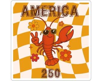 Retro Lobster Peace Sign sticker | Kiss-Cut Sticker