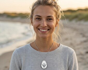 Lighthouse Wings Neck Oval Necklace | Cape Cod teardrop pendant