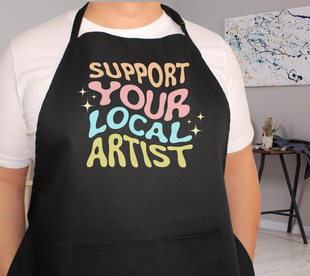 Retro Wave Artist Apron Support Your Local Artist Design, 5-color ...