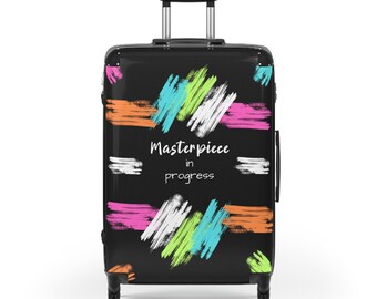 Masterpiece in Progress Suitcase | Colorful Paint Brush Stroke Luggage