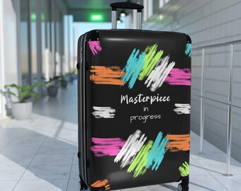 Masterpiece in Progress Suitcase | Colorful Paint Brush Stroke Luggage